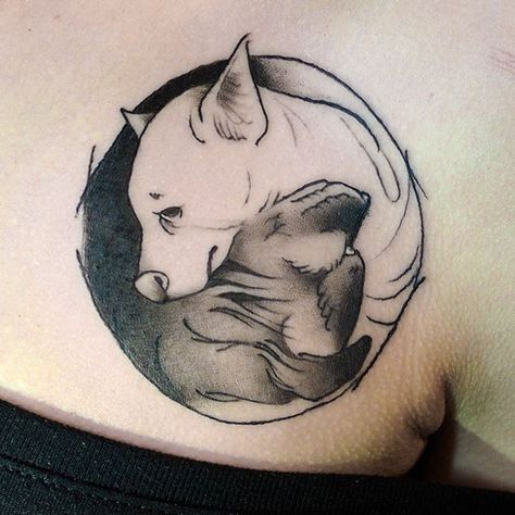 Dog Tattoo Ying Yang Tattoo, Dog Tattoo Ideas, Tattoo Salon, Yin Yang Tattoos, Tasteful Tattoos, True Tattoo, Artist Sketches, Calf Tattoo, Career Choices