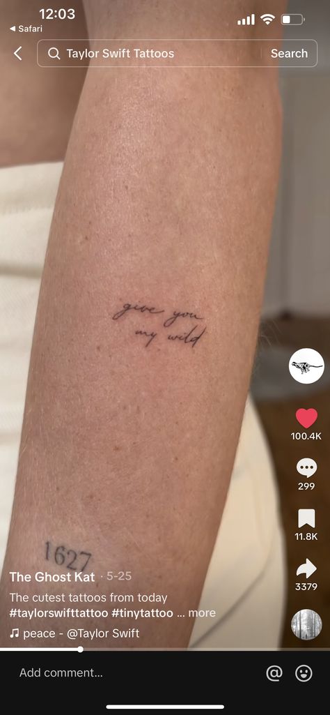 Taylor Swift Fineline Tattoo, Tiny Taylor Swift Tattoo, Definitely Maybe, Taylor Swift Tattoo, Fine Line Tattoos, Taylor Swift Lyrics, Line Tattoos, Tiny Tattoos, Cute Tattoos