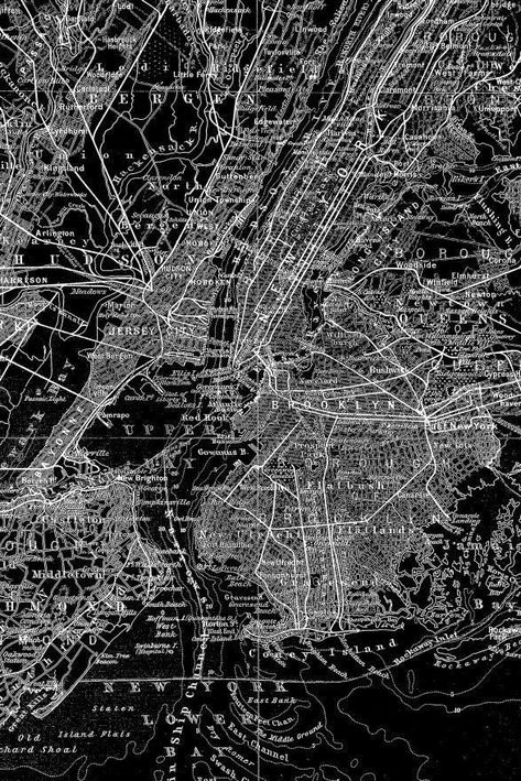 Nex York, Maps Aesthetic, Nyc Map, Black And White Photo Wall, New York Black And White, Iphone Black, Map Of New York, Images Vintage, White Prints