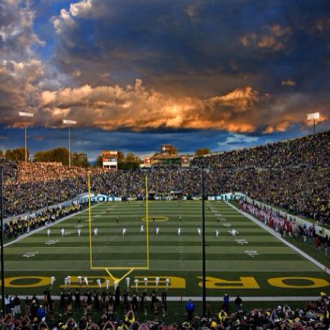 Lightening strikes! Autzen Stadium Autzen Stadium, Duck Stuff, Ducks Football, I Love School, Cholo Art, Sporty Spice, Oregon Ducks Football, Oregon State University, Dream College