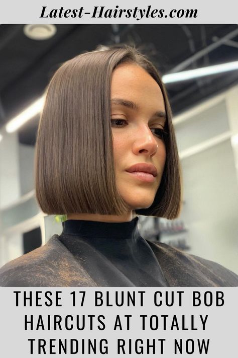 This is it ladies! The cutest blunt cut bob haircuts are right here. Click here to see them before your next haircut! (Photo credit IG @sergeyshapochka) Chin Length Bob Center Part, Sleek Chin Length Bob, Short Bob Chin Length, Jaw Length Bob For Fine Hair, Short One Length Hair, Short One Length Bob, Hairdo Simple, Curling Thick Hair, One Length Bobs