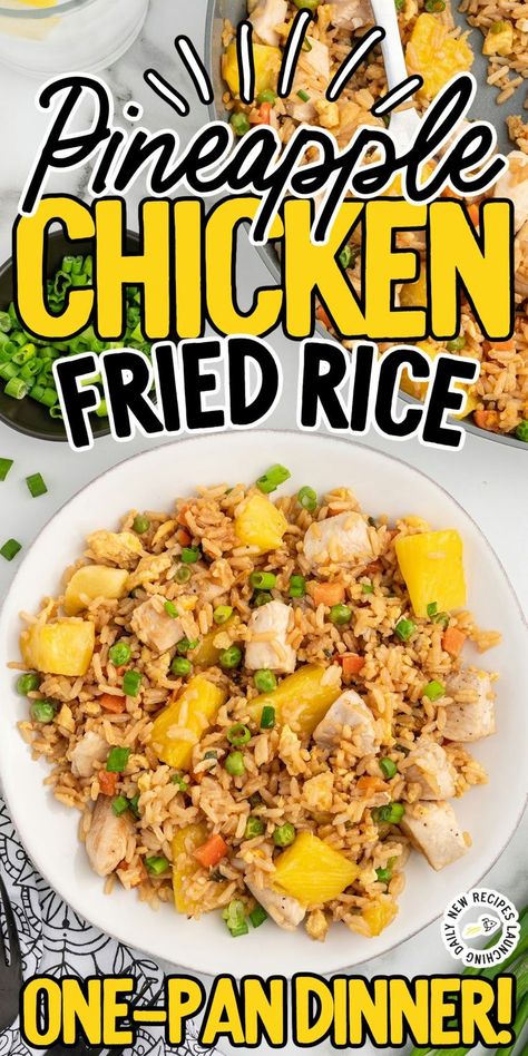 Pineapple Chicken Fried Rice Chicken Rice Recipes Easy, Pineapple Chicken Fried Rice, Fluffy Jasmine Rice, Chicken Fried Rice Recipe Easy, Recipes Chinese, Fried Rice Recipe Easy, Chicken Rice Recipes, Chicken Fried Rice Recipe, Pineapple Fried Rice