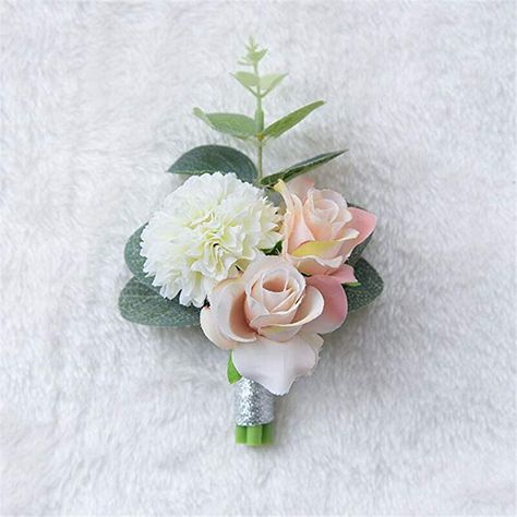 White Boutineer, Silk Flower Boutonniere, Boutonnieres Prom, Wedding Suits Groomsmen, Cheap Wedding Flowers, Wrist Flowers, Groomsmen Boutonniere, Rose Boutonniere, Flower Girl Baskets