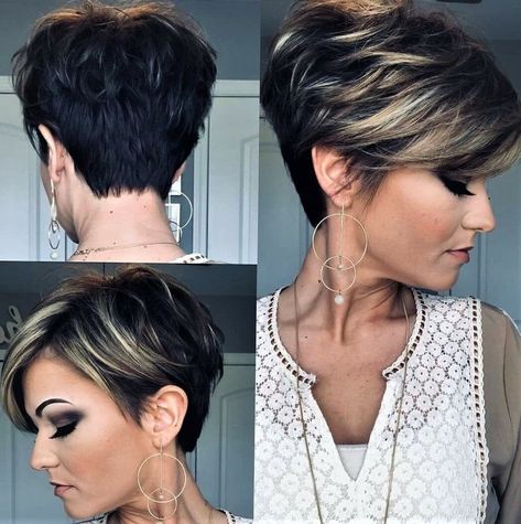 Short Haircuts With Bangs, Pixie Bob Hairstyles, Short Hairstyles For Thick Hair, Penteado Cabelo Curto, Short Pixie Haircuts, Short Hairstyle, Short Haircut, Trending Hairstyles, Short Hair Styles Easy