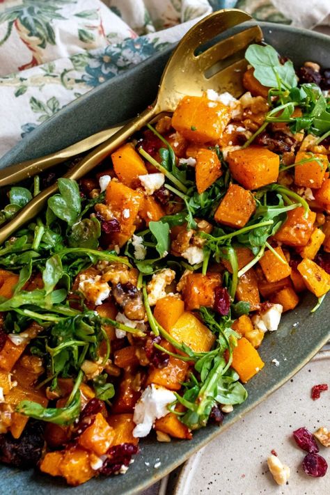 Butternut Squash Feta Salad  - Sailor Bailey Date Vinaigrette, Butternut Squash Feta, Date Dressing, Lemon Juice Apple Cider Vinegar, Healthy Fall Salads, Thanksgiving Salad, Winter Salad Recipes, Winter Salads, Bio Food