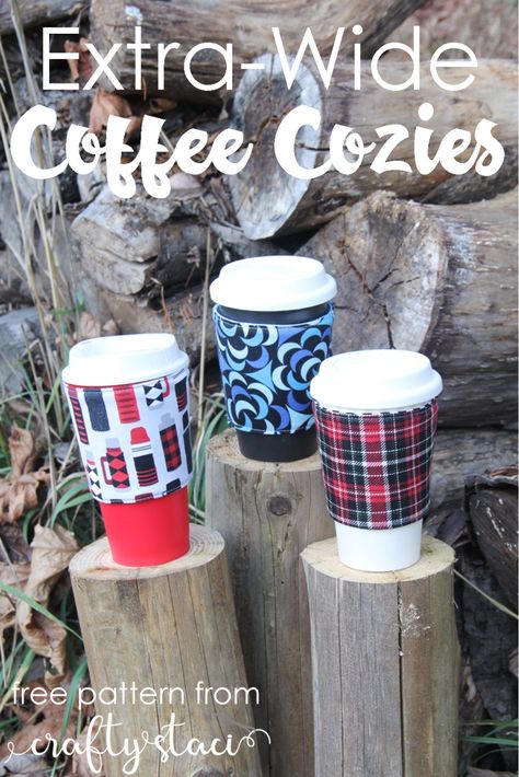 Extra-Wide Coffee Cozy — Crafty Staci Coffee Sleeve Pattern, Crafty Staci, Coffee Cozy Pattern, Cup Cozy Pattern, Coffee Cozies, Book Corner, Coffee Cup Cozy, Coffee Cup Sleeves, Sewing To Sell