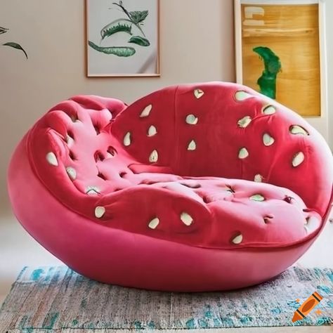 funny piece of furniture inspired by the fruit strawberry and has a comfy interior for lying down on Comfy Interior, Fruit Strawberry, The Fruit, Dream House, Fruit, Funny, Furniture