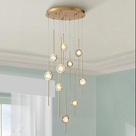 Eurofase Barletta 24" Wide Brass Anodized Aluminum LED Chandelier Living Room Lighting Tips, Antique Brass Chandelier, Orb Chandelier, Modern Centerpieces, Glass Orb, Kitchen Island Lighting Pendant, Art Deco Chandelier, Led Outdoor Lighting, Kitchen Pendants