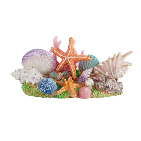 Add a stunning array of color to your aquarium's decor with this Top Fin Enchanted Aquarium Ornament. This great-looking ornament features an array of vibrantly-colored and realistic-looking shells, and is certain to become a centerpiece of your aquarium's decor. Only at PetSmart. Features: Colorful Shell Design Includes: 1 Aquarium Ornament Intended Pet(s): Fish Color: Multiple Colors Product Dimensions: 9.25 in x 4 in x 4 in Care Instructions: Rinse thoroughly in warm water. Do not use soap or Mermaid Coral Reef, Hobby Lobby Mermaid Decor, Under The Sea Mural Michaels Stores, Ocean Bathroom Decor, Starfish Tree Topper Sequins, Fish Tank Themes, Wire Dog Crates, Aquarium Ornaments, Glass Mermaid Figurine