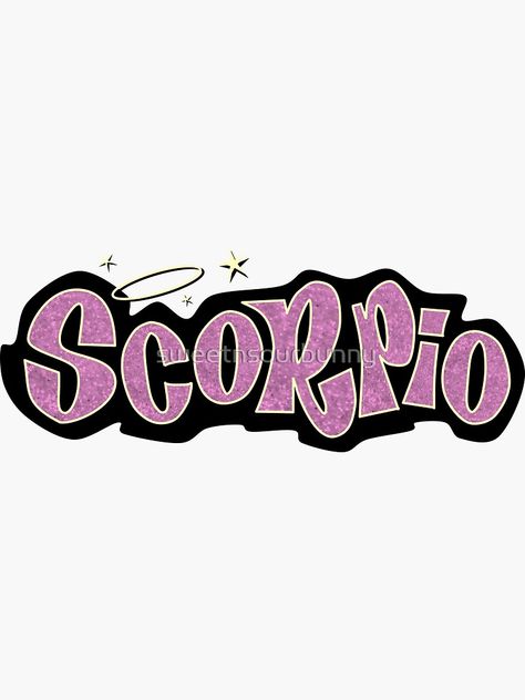 "scorpio bratz style - iconic pink glitter font logo cute y2k aesthetic" Sticker by sweetnsourbunny | Redbubble Scorpio Bratz Style, Bratz Scorpio, Pink Logo Aesthetic, Bratz Logo Aesthetic, Bratz Icons Aesthetic, Bratz Lashes, Bratz Font, Scorpio Design, Scorpio Aesthetic