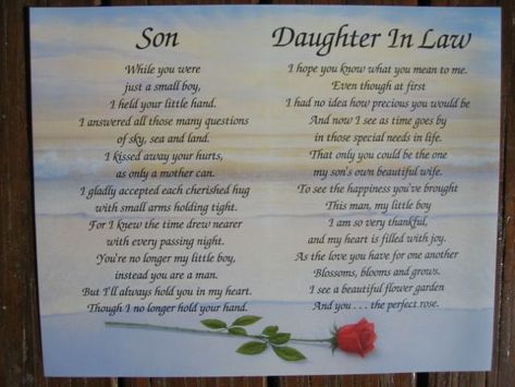 daughter law poems | daughter in law poems | Son Daughter-in-law Personalized poem Mothers Day Verses, Gifts For Daughter In Law, In Law Quotes, Daughter In Law Quotes, Marriage Anniversary Quotes, Son Poems, Birthday Gifts For Daughter, Happy Anniversary Quotes, Best Birthday Quotes