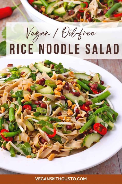 This vegan rice noodle salad is refreshing and nutritious, both oil-free and gluten-free, and perfect for anyone looking for a healthy and satisfying meal. This vegan rice noodle salad recipe is delicious and packed with nutrients and fiber from the fresh veggies. It's a great way to add more plant-based foods to your diet while keeping things light and healthy. Enjoy! Vegan Noodle Salad, Vegan Rice Noodle Bowl, Vegan Vietnamese Noodle Salad, Vegan Rice Noodle Salad, Rice Noodle Salad Recipes, Vegan Rice Noodle Stir Fry, Rice Noodle Salad, Noodle Salad Recipes, Vegan Rice