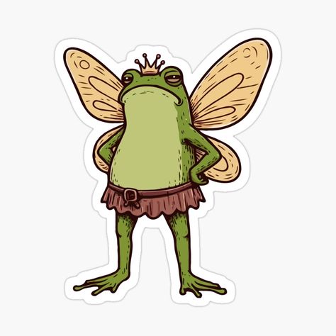 Get my art printed on awesome products. Support me at Redbubble #RBandME: https://www.redbubble.com/i/sticker/Fairy-Frog-by-Gkinoki/162381277.EJUG5?asc=u Frog Fairy, Frog Stickers, Fairy Stickers, Cute Laptop Stickers, Fairy Costume, Fairy Dress, Laptop Stickers, Dad Hats, Bumper Stickers