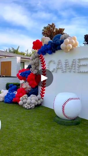 For the love of baseball ⚾️💙 by @hudson_production #theeventcollectivex | For the love of baseball ⚾️💙 by @hudson_production #theeventcollectivex | By TheeventcollectivexFacebook Home Run Baseball, Baseball Theme Party, Baseball Party, Baseball Theme, Balloon Wall, Event Inspiration, 8th Birthday, Backdrops For Parties, Party Event