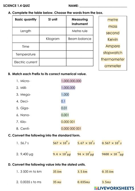 Physical Quantities interactive worksheet Physical Quantities, Chem Notes, States Of Matter Worksheet, Matter Worksheets, Quiz Names, Teaching Chemistry, Force And Motion, States Of Matter, Simple Machines