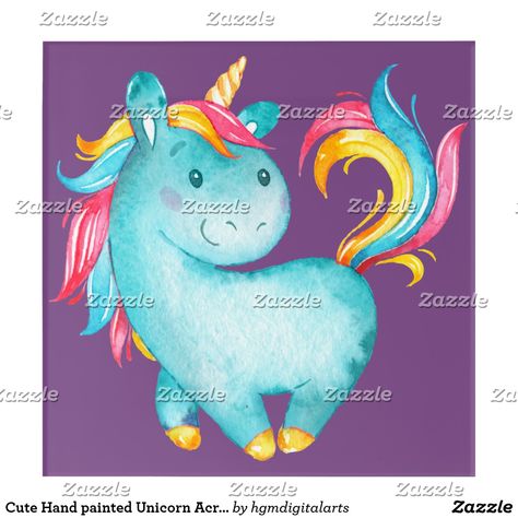 Cute Hand painted Unicorn Acrylic Wall Art Easy Unicorn Painting, Painted Unicorn, Unicorn Paint, Mysore Painting, Unicorn Painting, Painting Parties, Painted Clothing, Lily Painting, Purple Unicorn