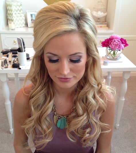 Lindsey-Regan-Thorne_Emily Maynard_03 Purple Wedding Makeup, Hairstyles Purple, Highlights Bob, Wedding Hairs, Amazing Wedding Makeup, Emily Maynard, Curly Prom Hair, Gorgeous Wedding Makeup, Pageant Hair