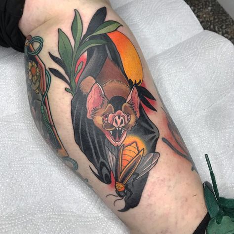 Neo Traditional Art, Bats Tattoo Design, Rat Tattoo, Neo Trad Tattoo, Traditional Sleeve, Bat Tattoo, New School Tattoo, Neo Traditional, New Trend