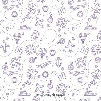 Doodle birthday elements Vector | Free Download Doodle Travel, Birthday Elements, Travel Background, Travel Doodles, Doodle Background, Crafts Origami, Travel Icon, Doodle Illustration, Creative Poster Design