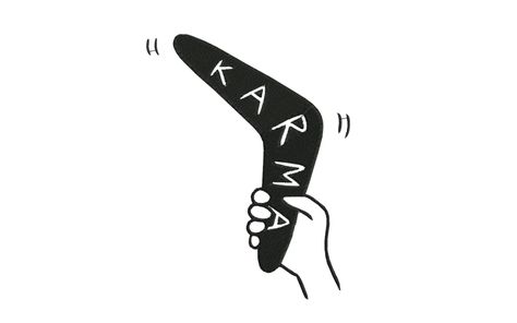 Karma Illustration, Karma Is A Boomerang, Magic Barbarian, Karma Boomerang, Boomerang Tattoo, Wild Magic, Typography Tshirt Design, Soul Tattoo, Symbol Tattoos