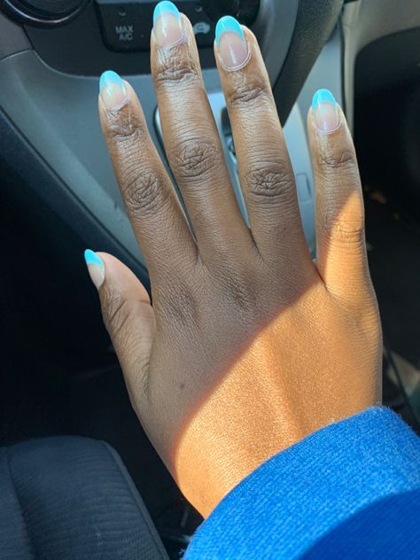 Aqua French Tip Nails, French Manicure Oval, Turquoise French Tip Nails, Teal French Tip Nails, French Manicure With A Twist, Spring Break Nails, Blue French Tips, French Manicures, Teal Nails