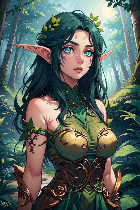 Eladrin Female, Elf Characters, Elf Girl, Forest Elf, Female Elf, Art Pretty, Elf Art, Monster Characters, Fantasy Forest