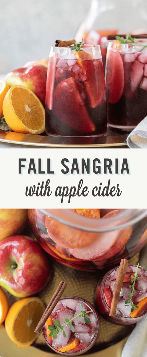 Easy Fall Sangria, Vodka Apple Cider, Apple Pie Sangria, Thanksgiving Sangria, Fall Sangria Recipes, Red Sangria Recipes, Easy Sangria Recipes, Winter Cocktails Recipes, Apple Cider Sangria