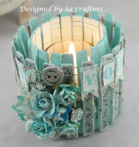 Clothespin Diy Crafts, Clothespins Diy, Wooden Clothespin Crafts, Recycled Tin Cans, Altered Tins, Wooden Clothespins, Recycled Tin, Tin Can Crafts, Diy Candle Holders