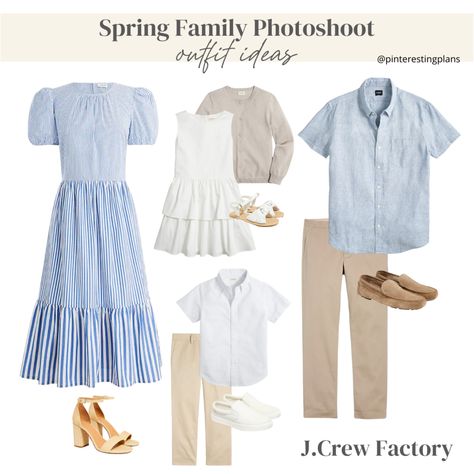 Visit here to check out Spring Family Photo Outfit Ideas on Pinteresting Plans! If you are looking for spring family outfit ideas, then this is the blog post for you. Get inspired to try out this pastel green and neutral family outfit. You will love these spring colors outfits for family pictures this blog post has to offer as well. Be sure to try out these blue and white outfits. There is nothing better than wearing a classic outfit for your family photoshoot this Spring. Pale Blue Family Photos, Family Photos Blue Dress, Blue White Khaki Family Pictures, Blue White Family Photos, Colorful Family Photoshoot, Spring Family Pictures Outfits Blue, Family Photoshoot Outfits Blue, Blue And Neutral Family Pictures, Spring Colors Outfits