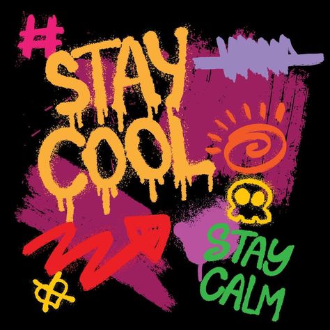 Stay cool graffiti spray and brush typography art for t shirt and various print on demand products Doodles Graffiti, Graffiti T Shirt, Graffiti Typography, Graffiti Shirts, Graffiti Flowers, Graffiti Doodles, Shirt Illustration, Graffiti Lettering Fonts, Graffiti Wallpaper