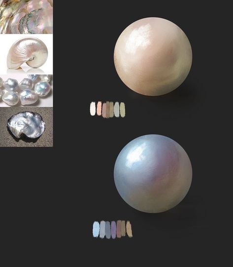 Pearl Coloring Tutorial, Pearl Tutorial Digital, How To Draw Pearlescent, Marble Drawing Tutorial, Pearl Rendering Tutorial, Pearl Digital Art, How To Paint Silk Digital Art, Digital Art Silver Tutorial, Silver Drawing Tutorial