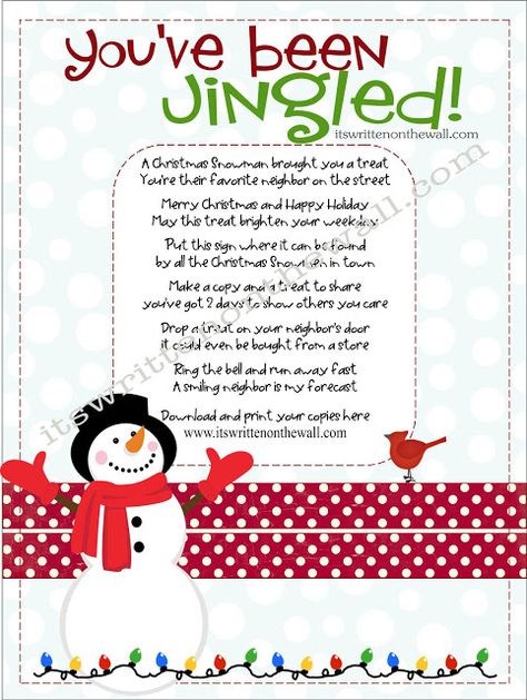 Christmas You've Been Jingled + Cute Way to Package Treats for Neighbor Gifts, Family & Friends- much like the booed sign for halloween You've Been Jingled, Christmas Neighbor, Neighbor Christmas Gifts, Christmas Poems, Christmas Party Games, Neighbor Gifts, Christmas Games, Christmas Activities, Christmas Projects