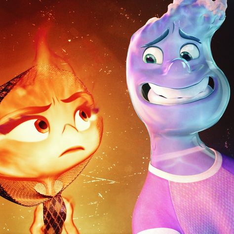 Wade Elemental Edit, Elemental Ember And Wade, Wade And Ember, Ember And Wade, Wade Ripple, Crow Photos, Animated Movies Characters, Movies Characters, Pixar Animation