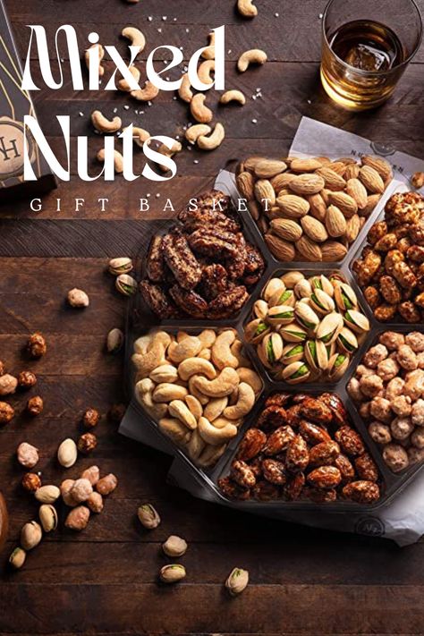 #mixednuts #fathersday #giftideas #nuts #cashews #pistachios #pecans #peanuts Nut Tray Ideas, Nut Gift Basket, Food Gift Box, Nuts Gift, Holiday Gift Baskets, Mixed Nuts, Nuts, Food Gifts, Pistachio