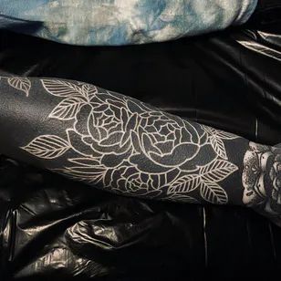 White on Black Tattoo: You can tattoo white over black | Tattoodo White On Black Tattoo, White Over Black Tattoo, Black Sleeve Tattoo, Mangas Tattoo, Left Arm Tattoos, Tattoo Uk, All Black Tattoos, Solid Black Tattoo, Black Tattoo Cover Up