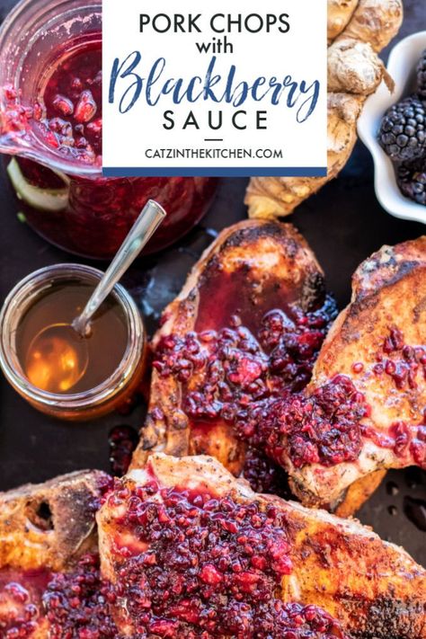 These grilled pork chops with blackberry sauce are a delightful whirlwind tour of your palate’s capabilities and a must-grill this season! Honey Garlic Sauce Recipe, Filipino Pork Recipes, Blackberry Sauce, Garlic Sauce Recipe, Glazed Pork Chops, Glazed Pork, Honey Garlic Sauce, Pork Glaze, Best Casseroles