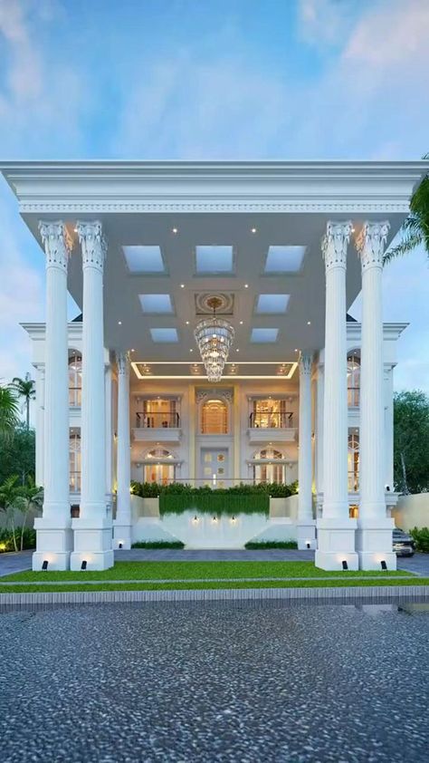 3 Story Mansion, Emporio Architect, Luxury Exterior, Bungalow Style House Plans, 3d Floor Plan, House Outer Design, House Plans Mansion, Classic House Exterior, Classic House Design