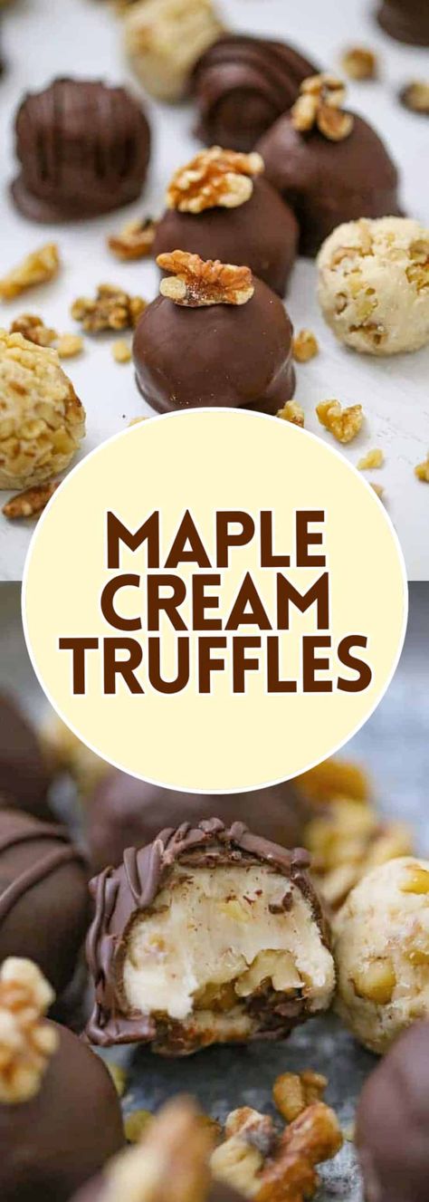 Maple Cream Filled Chocolates, Maple Cream Chocolate Candy, Chocolate Covered Maple Cream Candy, Buttercream Truffles Recipe, Maple Cream Candy, Cake Mix Truffles, Cream Filled Chocolates, Maple Candy Recipe, Fluff Marshmallow