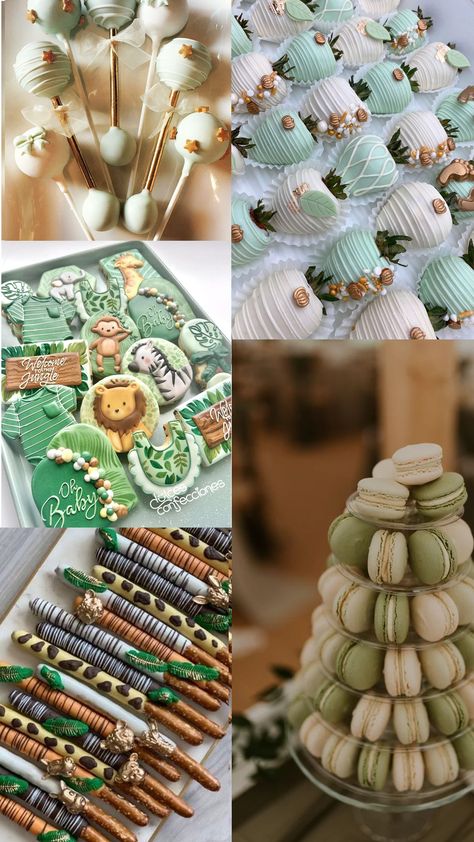 Safari Baby Shower Treat Ideas Baby Rattle Cake Pops, Rattle Cake Pops, Themed Macarons, Baptism Themes, Cake Pops Chocolate, Baby Shower Safari Theme, Baby Shower Treats, Covered Pretzels, Chocolate Covered Pretzels