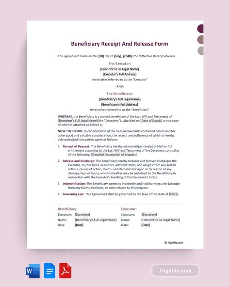 Beneficiary Receipt and Release Form Inheritance Documents Usa, Beneficiary Forms, Inheritance Documents Format, Inheritance Documents Proof, Inheritance Documents, Medical Power Of Attorney, Oil Rig Jobs, Personal Financial Planning, Power Of Attorney Form