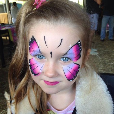 Facepainting Ideas Butterfly, Toddler Face Painting Ideas, Easy Butterfly Face Painting, Butterfly Makeup Kids, Kids Face Paint Ideas, Butterfly Face Paint Easy, Face Painting Butterfly, Face Paint Butterfly, Kids Face Painting Ideas