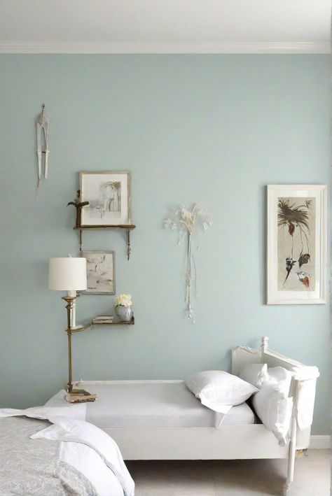 bedroom decor, bedroom design, bedroom painting, bedroom color scheme Pure Salt Interiors Bedroom, Sw Sea Salt Bedroom, Sherwin Williams Sea Salt Bedroom, Modern Bedroom Paint Colors, Sea Salt Bedroom, Sw Sea Salt, Traditional Bedroom Design, 2024 Bedroom, Sage Green Kitchen