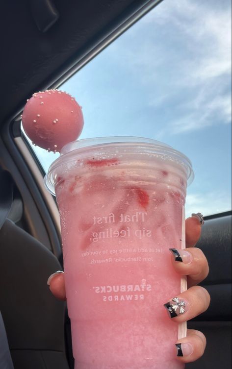 #starbucks #strawberry #pink #drink Pink Starburst Drink, Starburst Drink, Starbucks Pink Drink, Starbucks Strawberry, Sweet Sixteen Birthday Party Ideas, Pink Starburst, Strawberry Acai, Healthy Starbucks, How To Order Starbucks