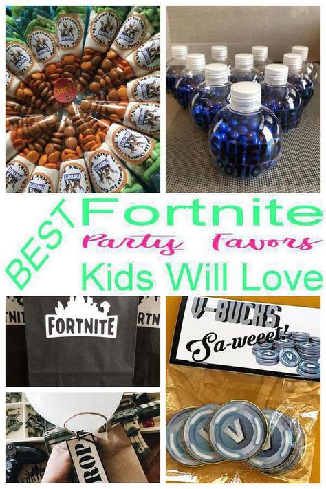 Fortnite party favors! Coolest party favors for a Fortnite party theme. Get goodie bag ideas, DIYs, candy, party favor bags and more. Get the best favor ideas for your gaming Fortnite party! Fortnite Goody Bag Ideas, Fortnite Party Favors, Fortnight Birthday, Fortnight Party, Fort Nite, Birthday Party Goodie Bags, Gaming Party, Birthday Favors Kids, Party Favor Ideas