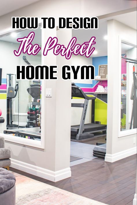 Home gym design How To Create Home Gym, Glam Home Gym, Fitness Room Ideas Home Gyms House, Corner Gym Ideas, Home Workout Gym Ideas, Home Gym In Dining Room, Upstairs Home Gym, Work Out Rooms At Home, Small Home Gym Decor Ideas