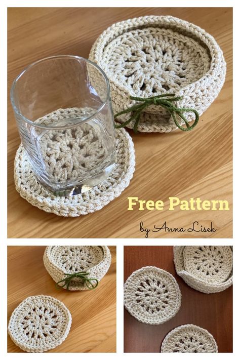 Granny Square Pattern Free, Crocheted Coasters, Fingerless Gloves Crochet Pattern, Crochet Placemat Patterns, Crochet Coasters Free Pattern, Crochet Christmas Gifts, Crochet Heart Pattern, Crochet Coaster Pattern, Crochet Coaster