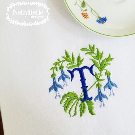 Nellybelle Designs, Feeling Blue, Custom Monogram, Tea Towel, Tea Towels, Machine Embroidery, Monogram, Couture, Tea