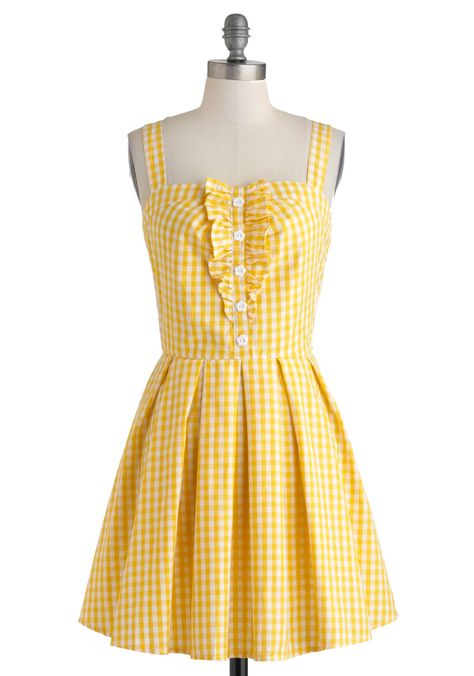 AMARILLO ENCANTADOR Yellow Gingham Dress, Chifon Dress, Clothing Png, Dress Png, Yellow Clothes, Yellow Gingham, Retro Vintage Dresses, King Louie, Mod Dress