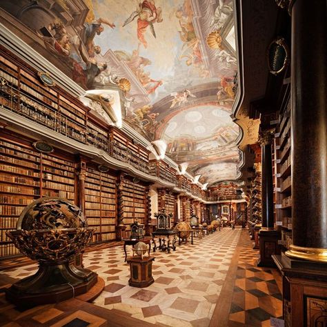 Home of the National Library of the Czech Republic, the Clementinum is housed in a series of historic buildings in Prague Libraries Around The World, Finest Men, World Library, Wood Columns, Dream Library, Beautiful Library, Library Architecture, National Library, Home Libraries