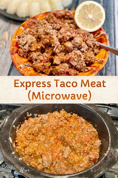 What's not to love in this Express Taco Meat prepared in the Microwave with Flexipan®??! You will love the flavors with minimal cleaning! Taco In A Bag, Easy Microwave Recipes, Microwave Meals, Microwave Baking, College Meals, Hamburger Meat, Mug Recipes, Microwave Cooking, Taco Meat